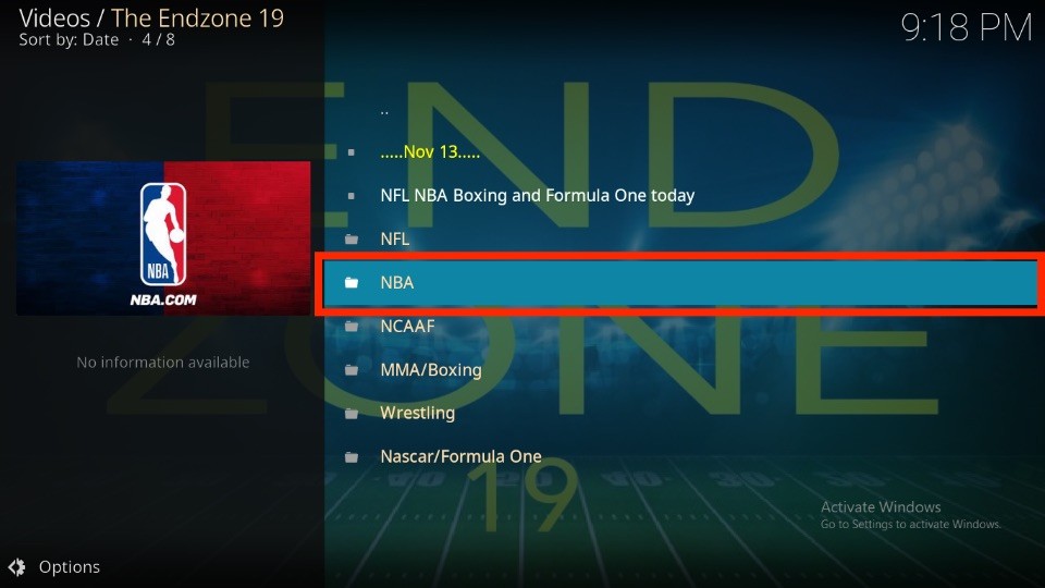 Open NBA section