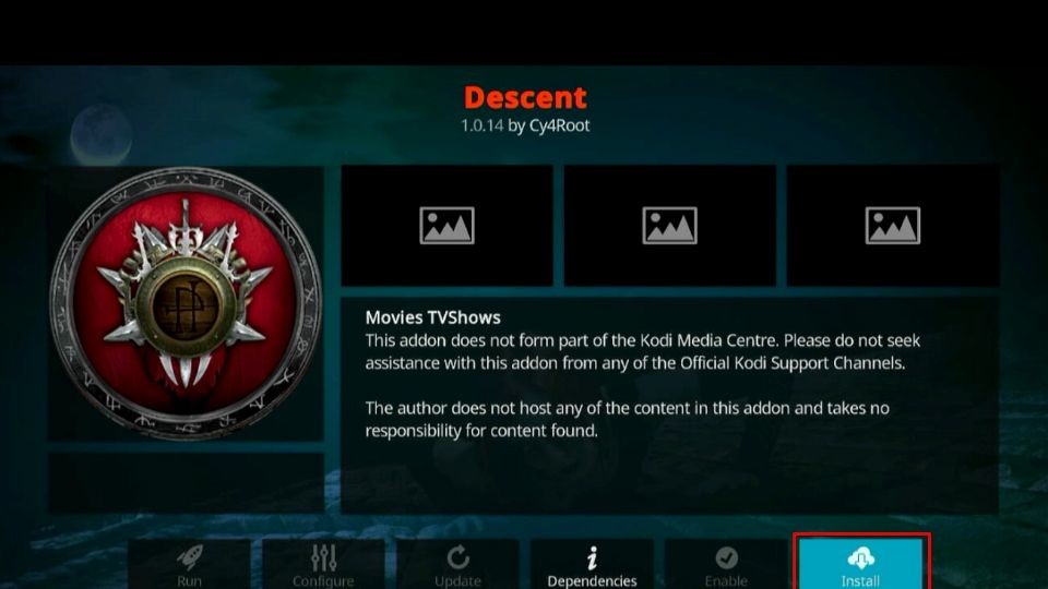 how to install descent kodi addon