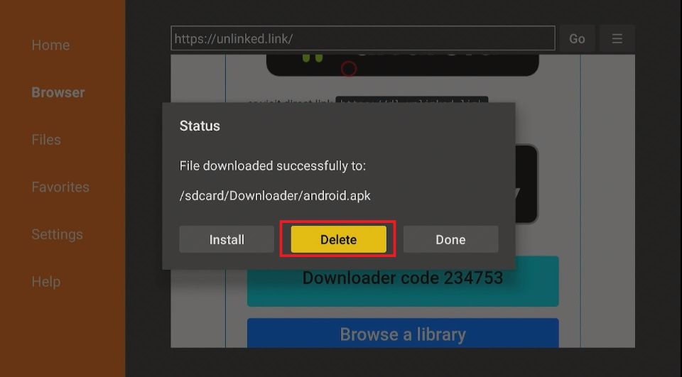 delete unlinked apk files