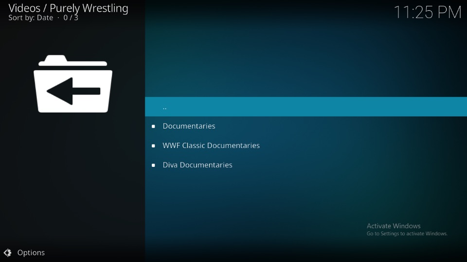 three sub-sections inside docs