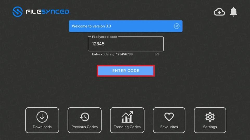 enter the code in text bar