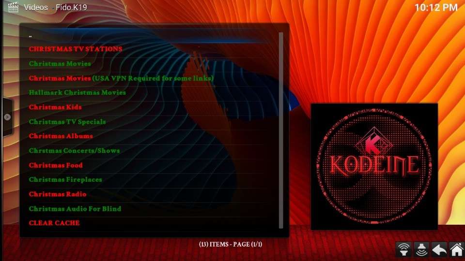 family section of Fido.K19 Kodi addon