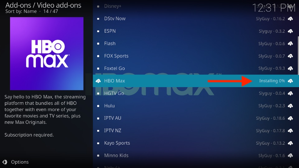 Installing HBO Max Addons