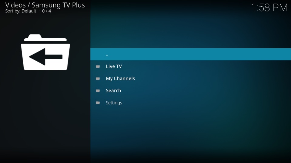 Samsung TV Plus home page