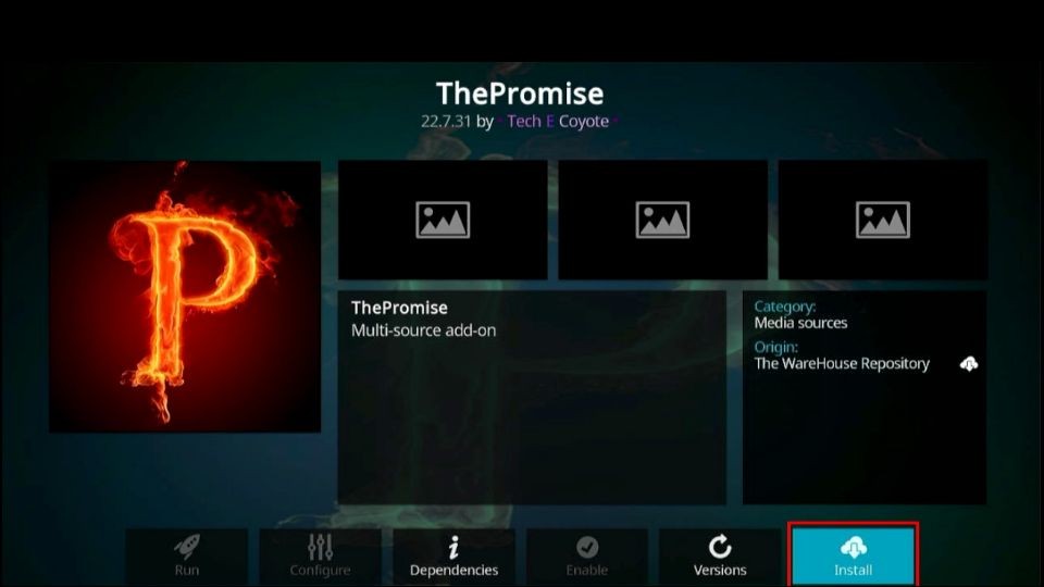 how to install the promise kodi addon