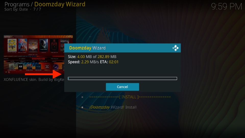 Kodi downloads the build files