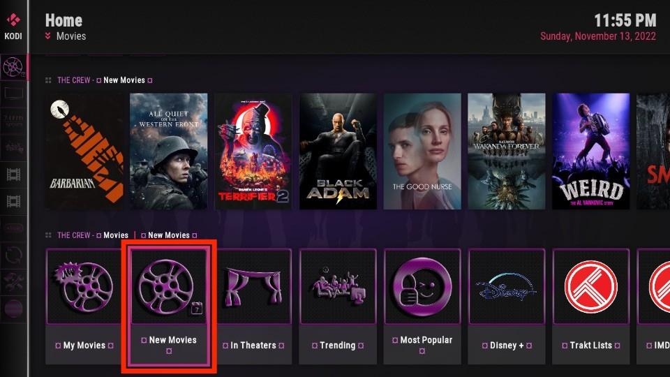 select new movies section