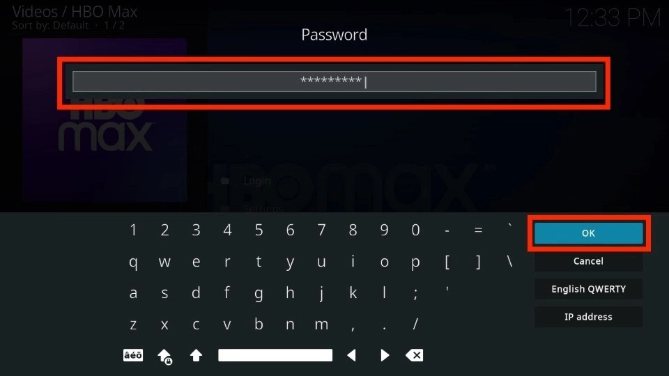 enter HBO Max account Password