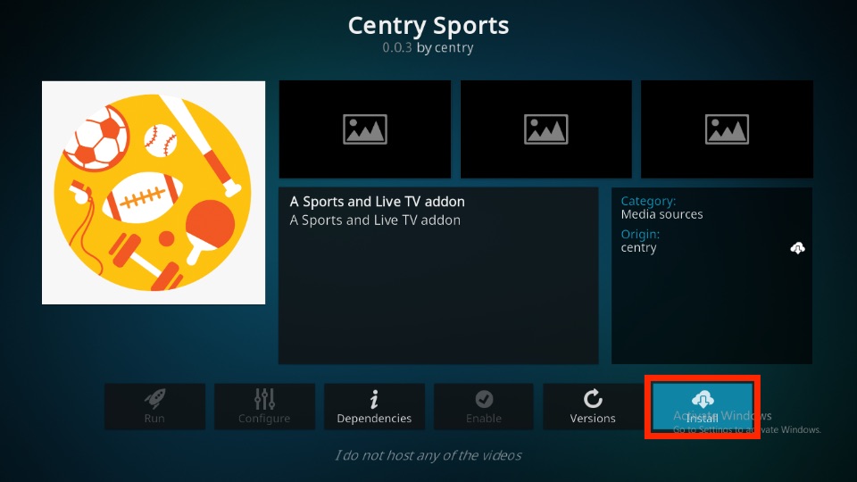 how to install centry sports kodi addon