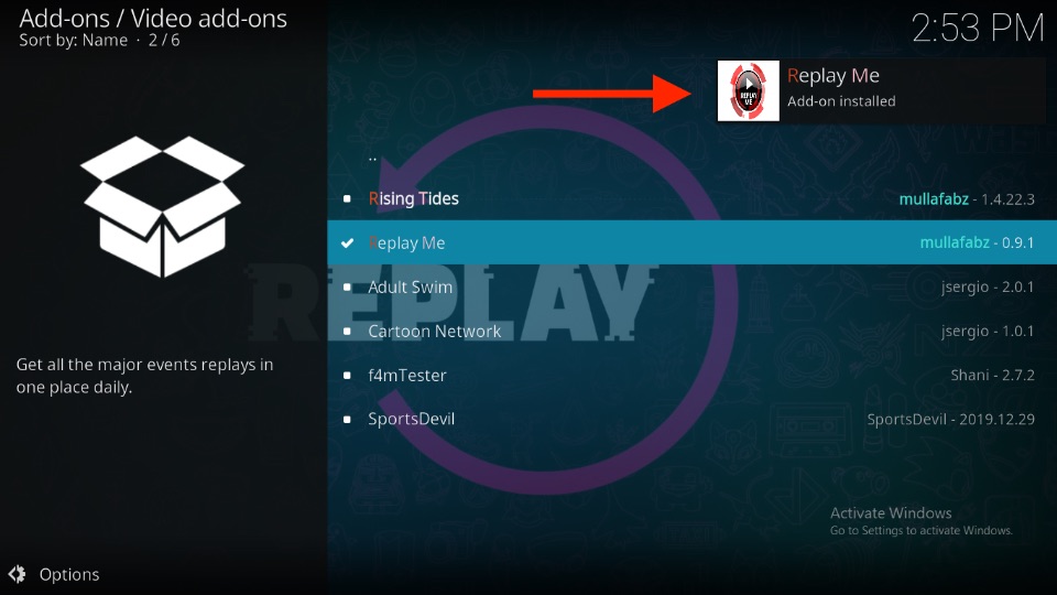 Replay Me Add-on installed