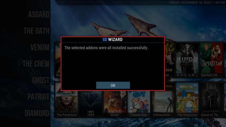 SD WIZARD installed click ok button 