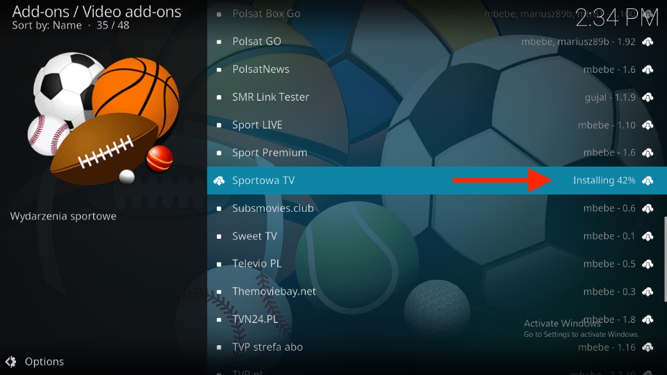 installing Sportowa TV 