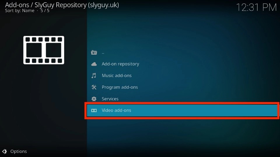 choose Video add-ons