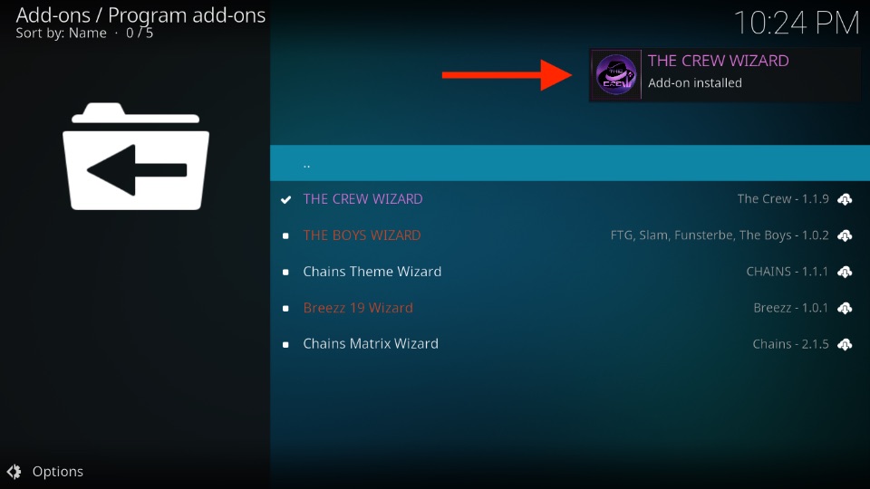 THE CREW WIZARD Add-on installed