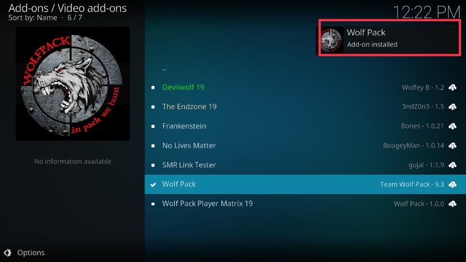 wolf pack addon installed
