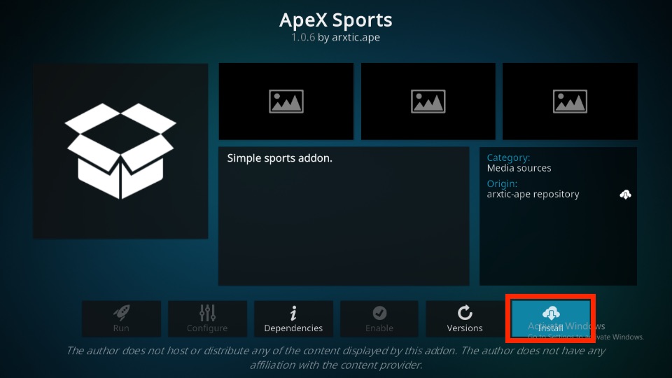 how to install apex sports kodi addon
