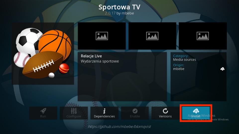 how to install sportowa tv kodi addon