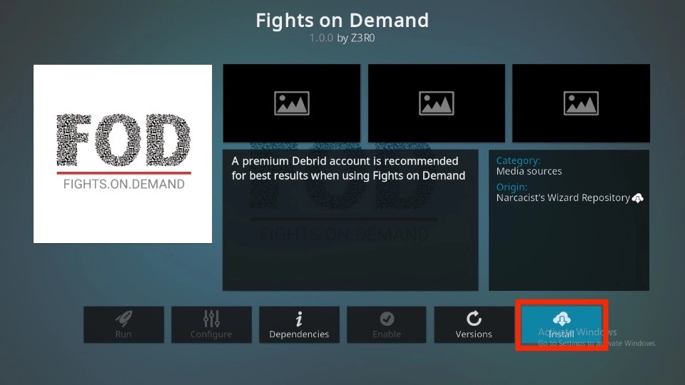 how to install fights on demand kodi addon