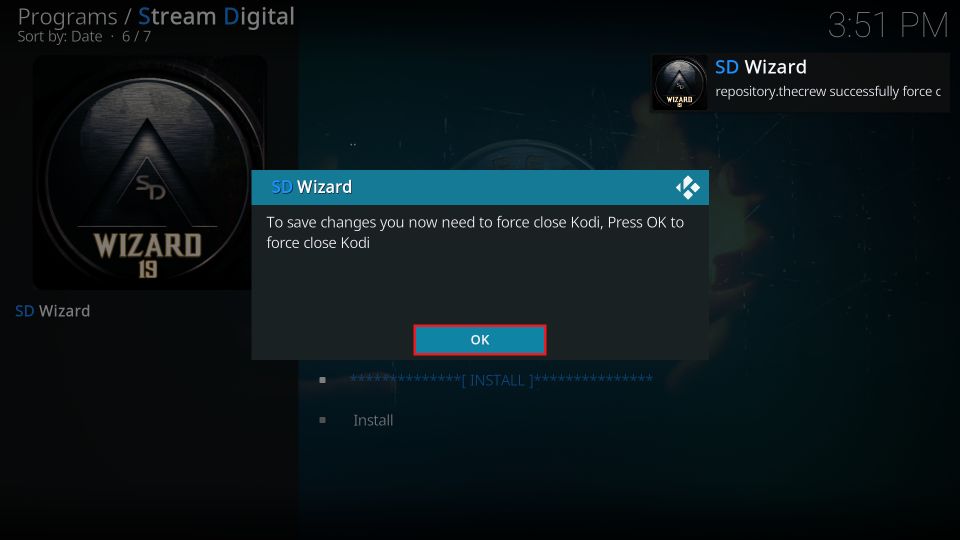 click on OK button