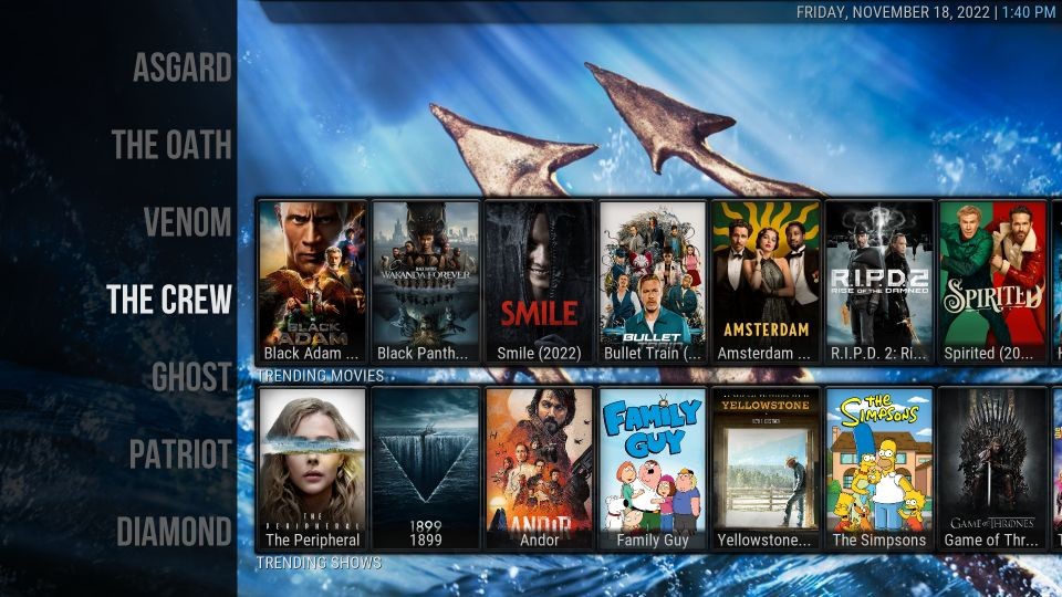 Stream Digital Wizard Kodi builds have a vertical menu