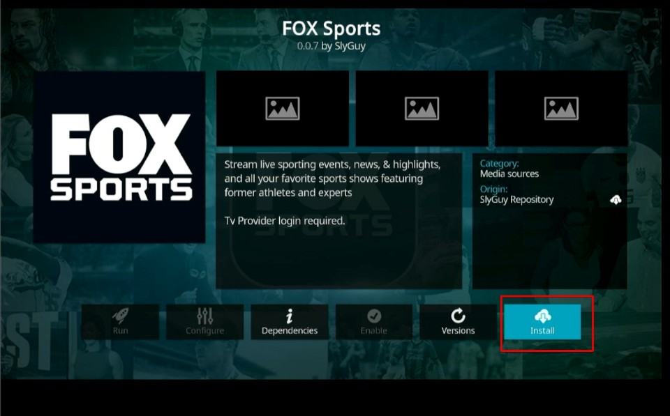 how to install Fox Sports kodi addon