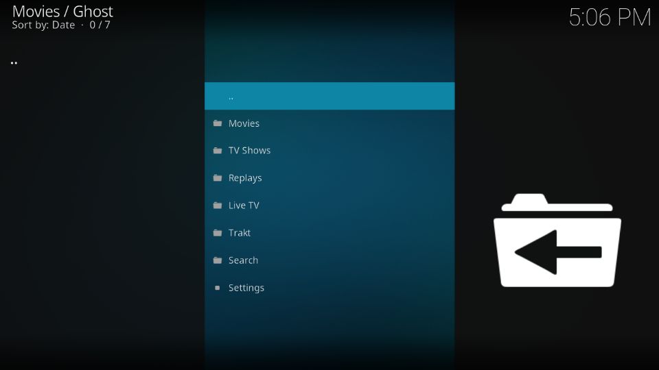 ghost kodi addon homepage 