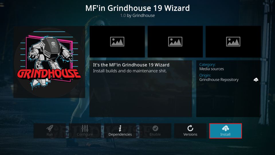 how to install grindhouse kodi build