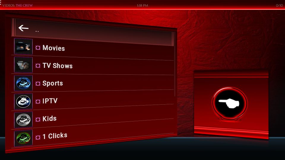 main window of the Crew addon