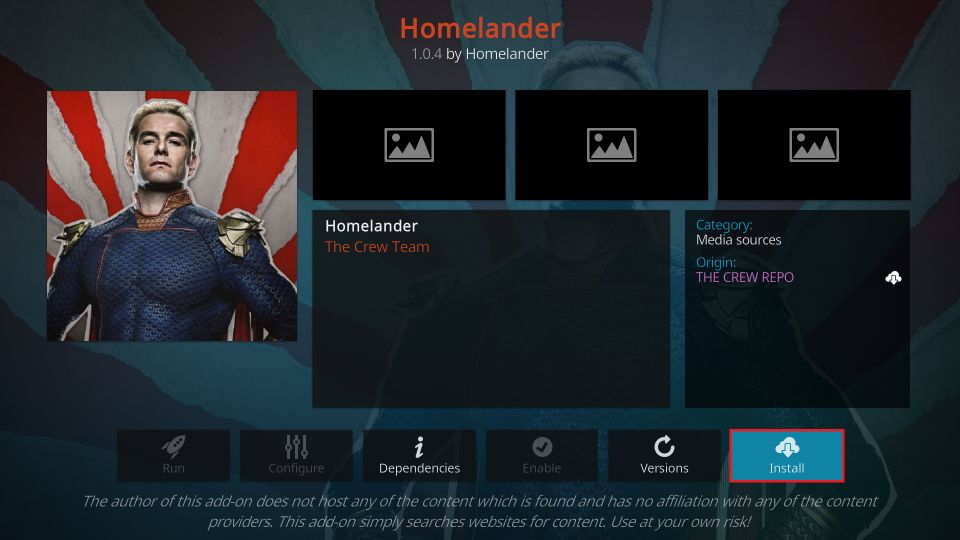 how to install homelander kodi addon