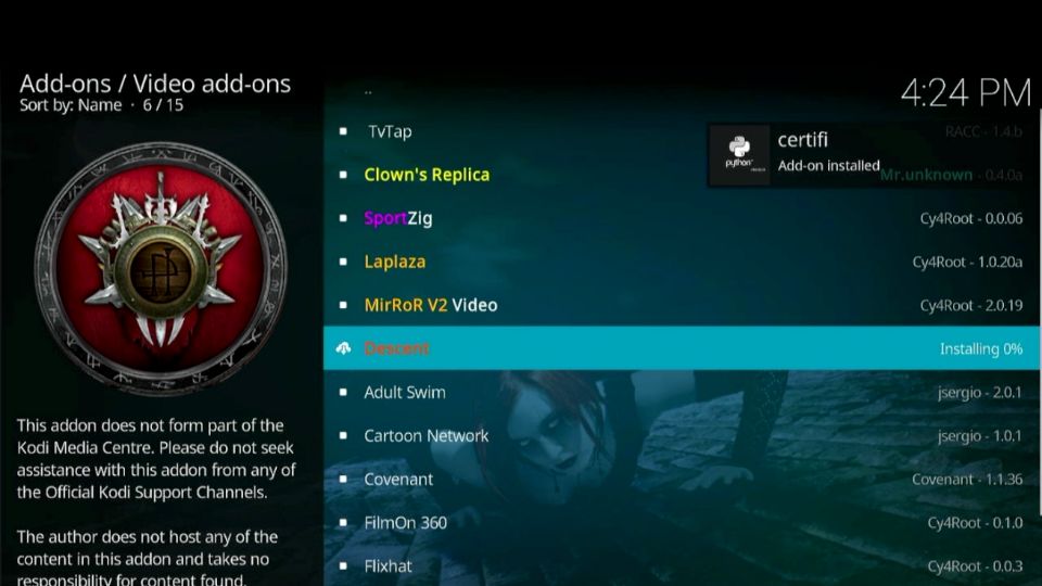descent addon for kodi