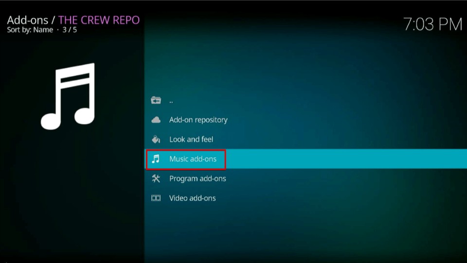 Click on Music Add-ons