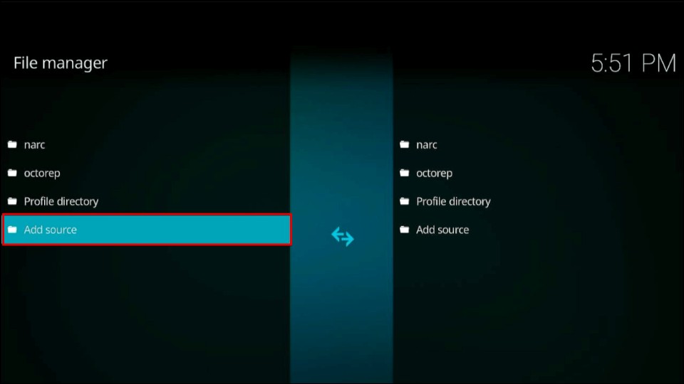 From file manager select Add source