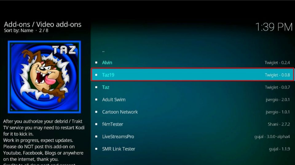 taz19 kodi addon