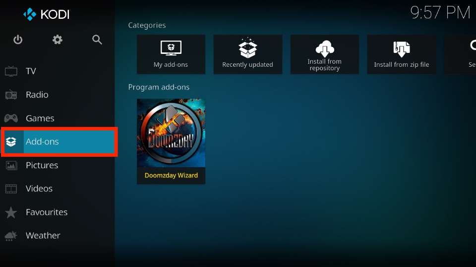 open the Add-ons tab