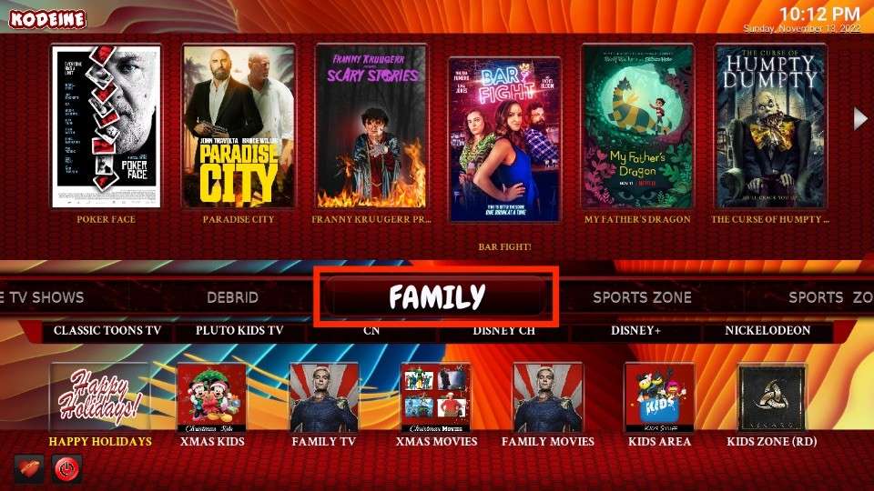 open the FAMILY section