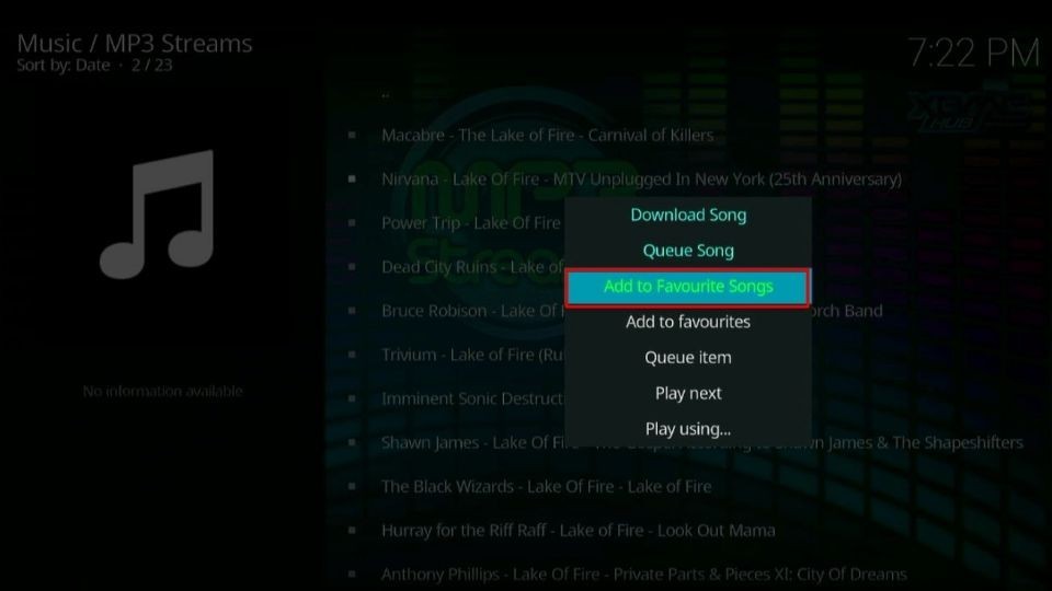 click on Add to Favourite Songs