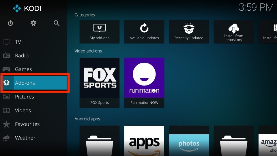select the Add-ons tab