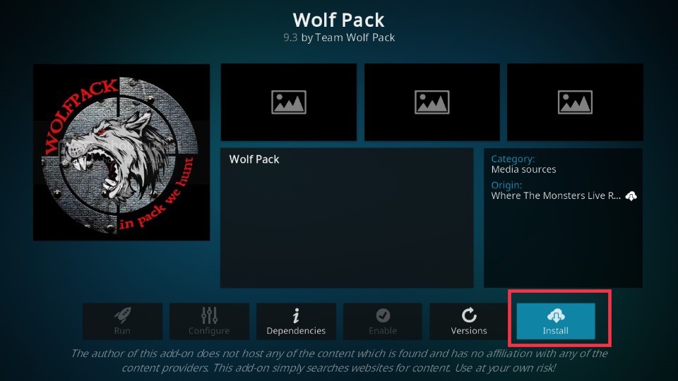 how to install wolf pack kodi addon