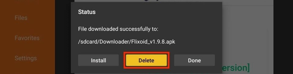 delete flixoid apk files