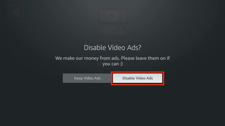 click on Disable Video Ads