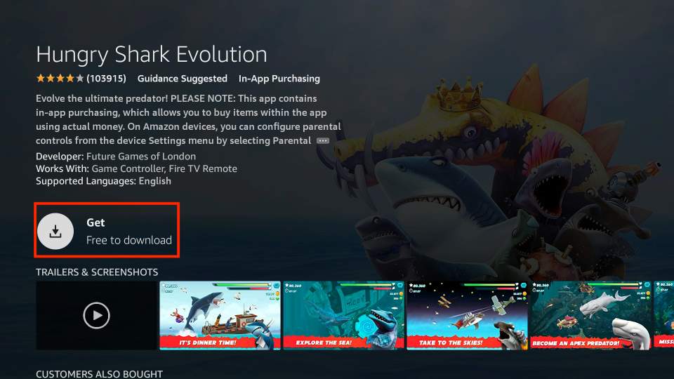 how to download hungry shark evolution on firestick