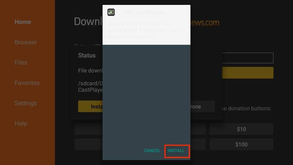 how to install mv cast player on firestick