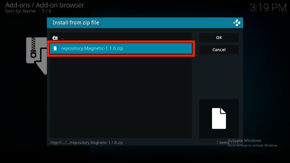 choose Magnetic Repo zip file