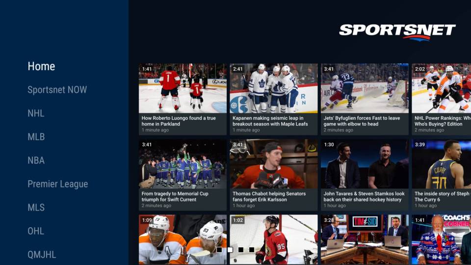 sportsnet now home screen