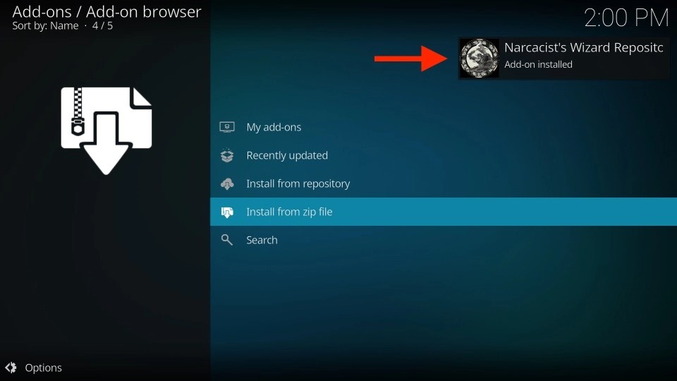 Narcacist Wizard Repository Add-on installed