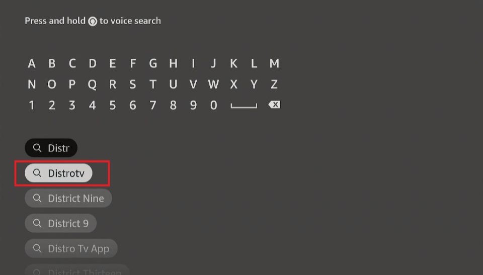 type DistroTV on the search bar