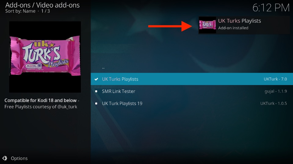 UK Turks Playlists Add-on installed