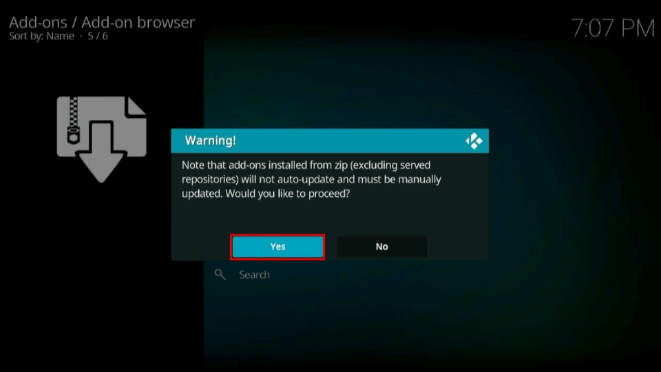 click yes on warning prompt