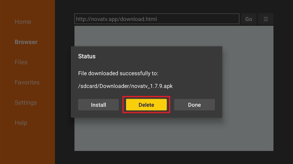 click on delete button