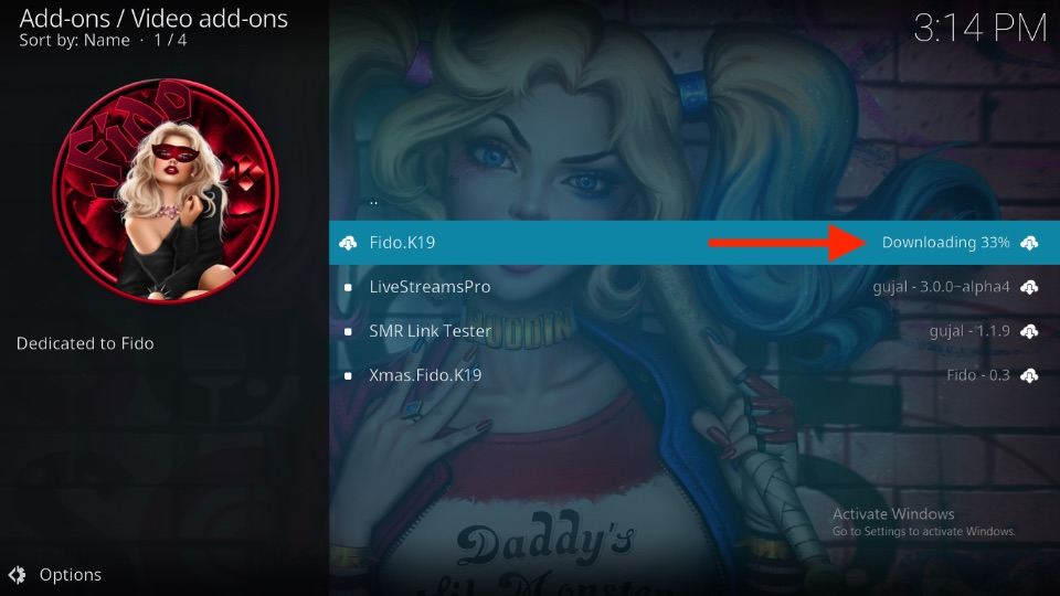 downloading Fido k19 Kodi Addon